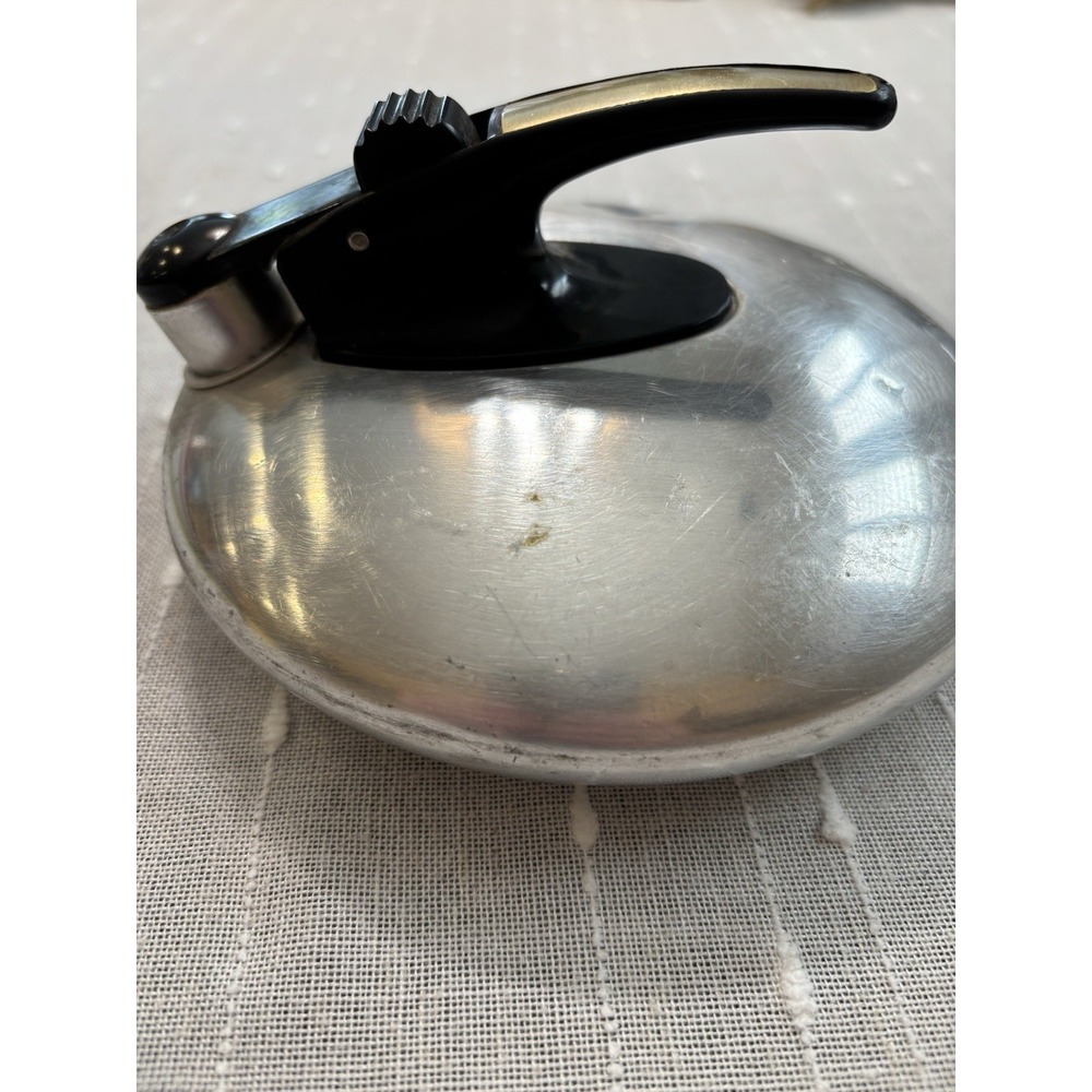 Unique Vintage Art Deco UFO Brushed Aluminum Whistling Tea Kettle Travel Size - Picture 11 of 12